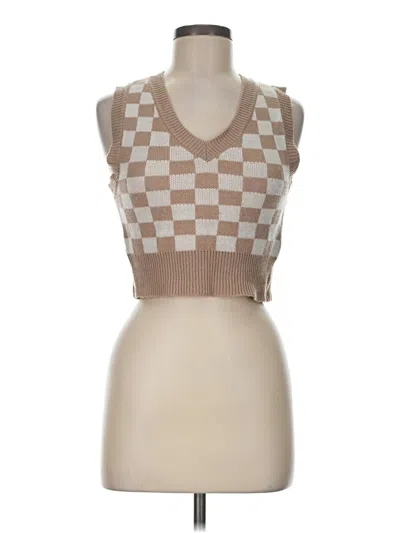 Pre-owned No Comment Sweater Vest In Tan