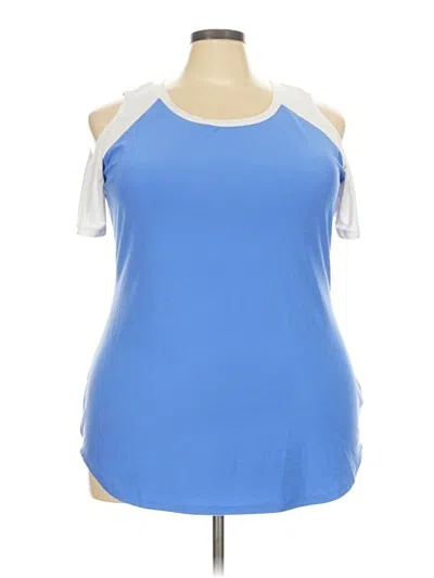 Pre-owned No Comment Tank Top Blue Cold Shoulder Neckline Tops