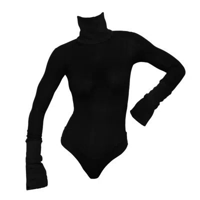 No Comment Women's Lebodi Etreinte. Black Turtleneck Bodysuit