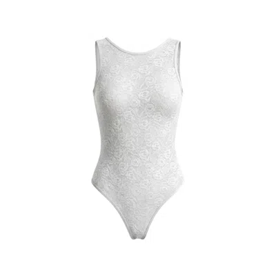 No Comment Women's Lebodi Tentation. White Wedding Lace Bodysuit Tank Top