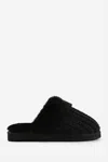 No Doubt Shoes Women's Knitted Snug Faux Fur Slippers In Black In Black