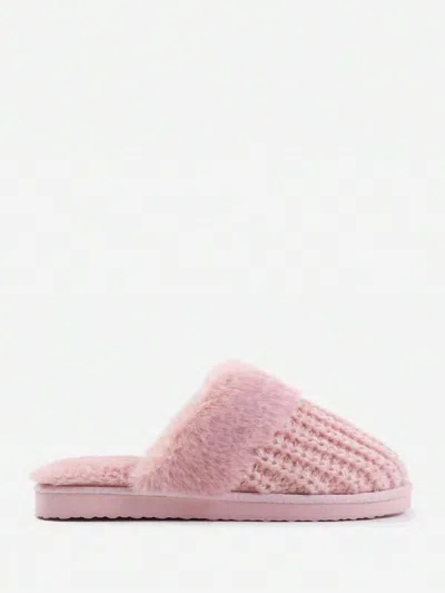 No Doubt Shoes Women's Knitted Snug Faux Fur Slippers In Pink