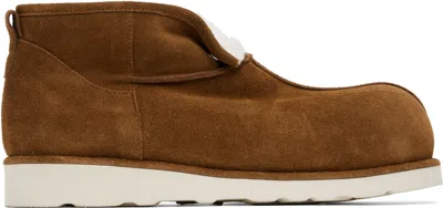 No Idea Brown Big Foot Boots In Camel Suede
