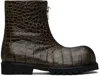 No Idea Khaki Big Foot 2 Zip 2 Layer Boots In Croc Khaki