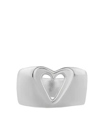 No More Glam Heart Cut-out Band Ring In Silver