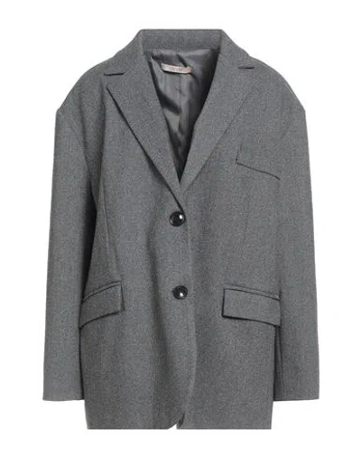 No-nà Woman Blazer Grey Size M Polyester, Elastane In Gray