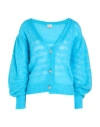 No-nà Woman Cardigan Azure Size M Acrylic, Polyamide, Mohair Wool