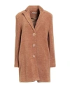 No-nà Woman Coat Camel Size 12 Polyester, Polyamide In Sand