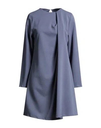 No-nà Woman Mini Dress Grey Size L Polyester, Elastane In Blue