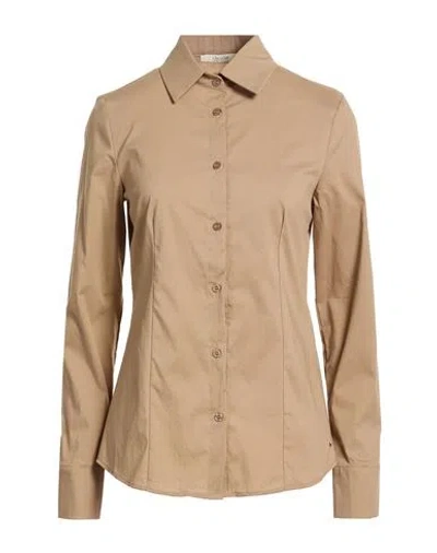 No-nà Woman Shirt Beige Size L Cotton, Polyamide, Elastane In Brown