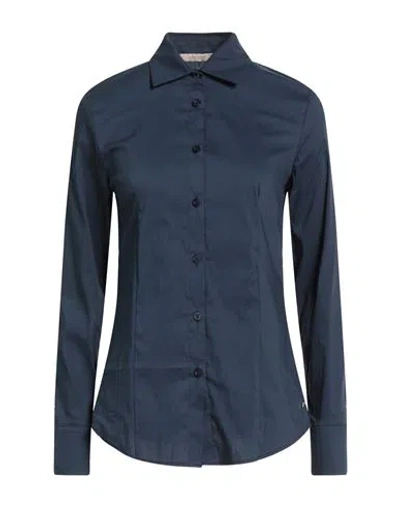 No-nà Woman Shirt Navy Size L Cotton, Polyamide, Elastane In Blue