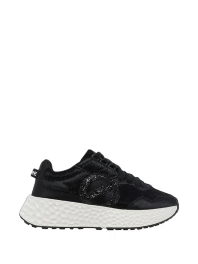 No Name Carter Glitter-logo Leather Sneakers In Black