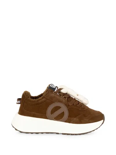 No Name Carter Logo-patch Suede Sneakers In Brown