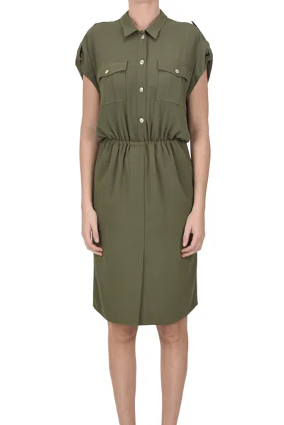 No Name Crepè Dress In Olive Green