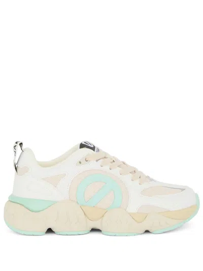 No Name 'krazee Runner' Beige And Aqua Mesh And Leather Trainers