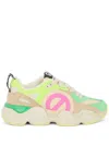 No Name 'krazee Runner' Green And Yellow Mesh And Leather Sneakers