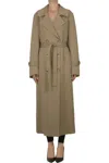 No Name Lyocell And Cotton Trench In Brown