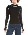 No Name Noname Fine Rib Mock Neck Cashmere Sweater In Black