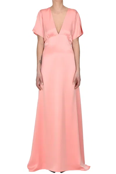 No Name Satin Long Dress In Pink