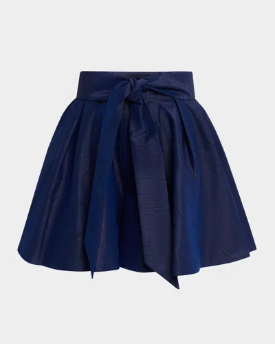 No Pise La Grama Alegria Flared Shorts In Navy