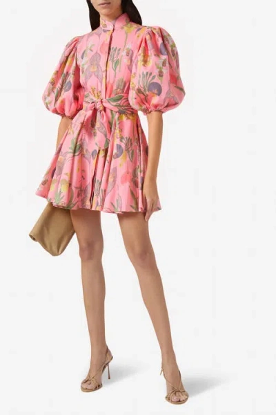 No Pise La Grama Bromelia Mini Dress In Pink