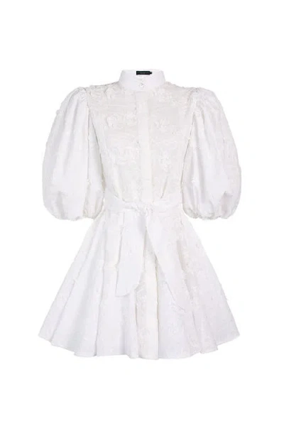 No Pise La Grama Bromelia Mini Dress In White