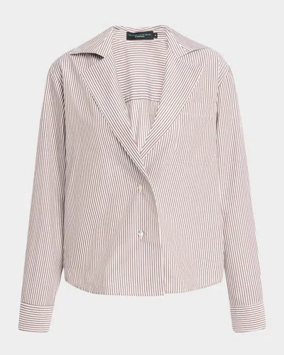 No Pise La Grama Daniela Stripe Shirt In Marron And White Stripes