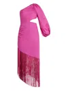 No Pise La Grama Fringe-detailing Midi Dress In Pink