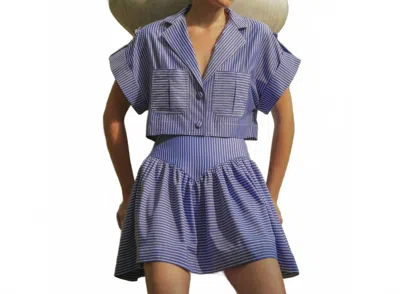 No Pise La Grama Guayaba Crop Top In Blue Stripes In Multi