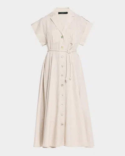 No Pise La Grama Guayaba Linen Maxi Shirtdress In Khaki