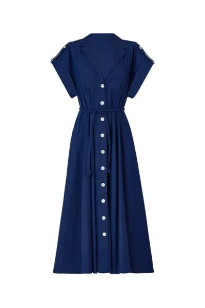 No Pise La Grama Guayaba Midi Dress In Blue