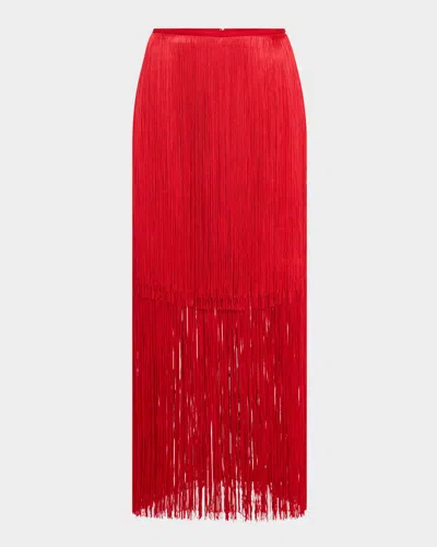 No Pise La Grama Sol Tiered Column Skirt In Red
