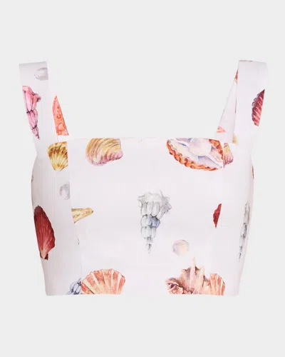 No Pise La Grama Sotavento Crop Top In Conchitas White Print