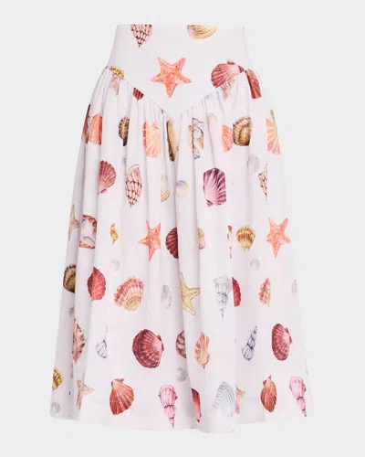 No Pise La Grama Sotavento Midi Skirt In Conchitas White Print