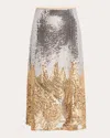No Pise La Grama Elena Sequined Midi Skirt In Silver