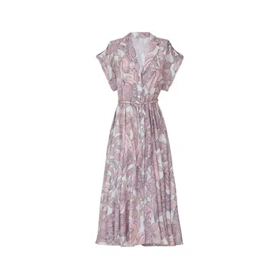 No Pise La Grama Women's Guayaba Midi Dress In Canario Pink Print In Animal Print