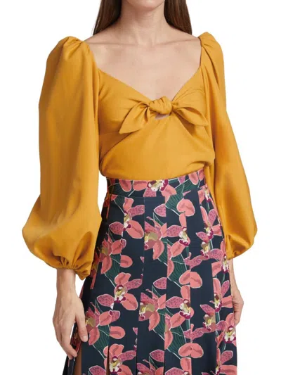 No Pise La Grama Women's Maria Camila Bow Top In Yellow