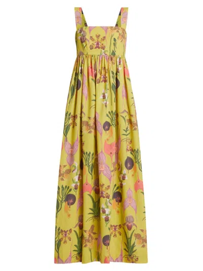 No Pise La Grama Women's Palmar Botanical Maxi Dress In Botanica Yellow Print