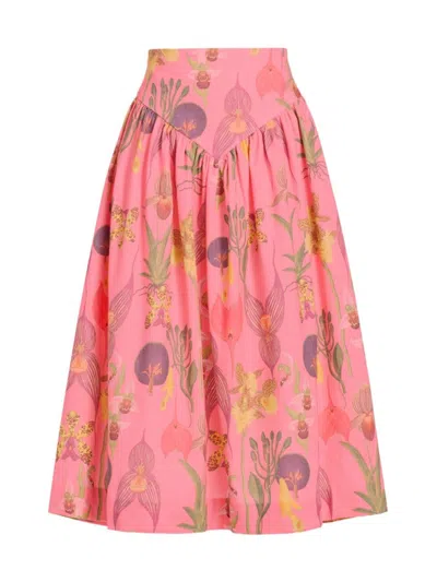 No Pise La Grama Women's Sotavento Botanical Midi-skirt In Botanica Pink Print