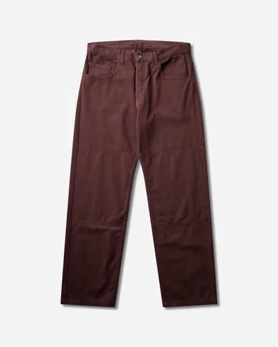 No Problemo Double Knee Overdyed Twill Pants In Brown