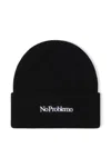 No Problemo Embroidered Knitted Beanie Hat In Black