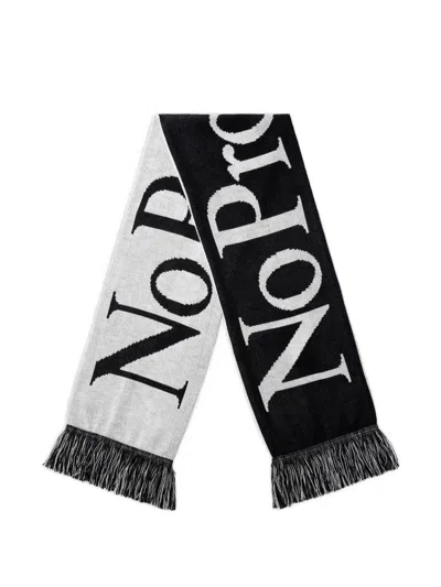 No Problemo Fringed Logo Scarf In Black