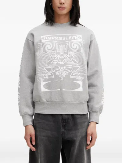 No Problemo Graphic-print Logo-print Oversized Sweatshirt In Gray