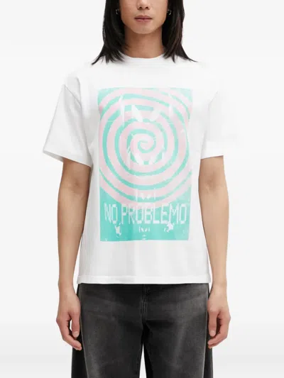 No Problemo Graphic-print Round Neck T-shirt In White