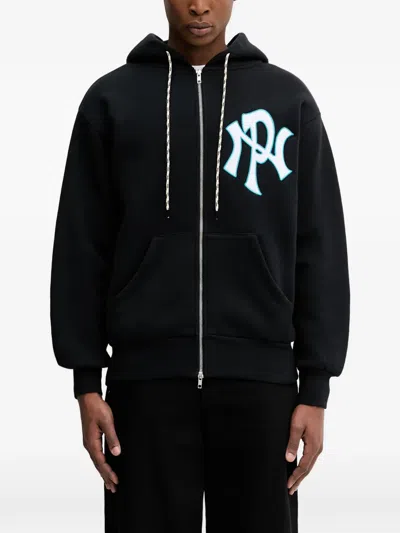 No Problemo Logo-patch Zip-up Oversized Hoodie In Black
