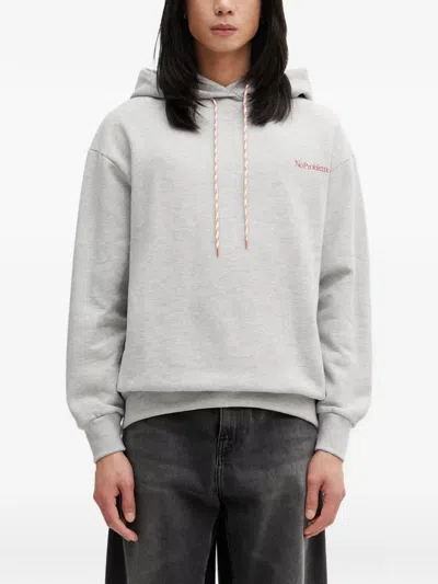 No Problemo Logo-print Drawstring Oversized Hoodie In Gray