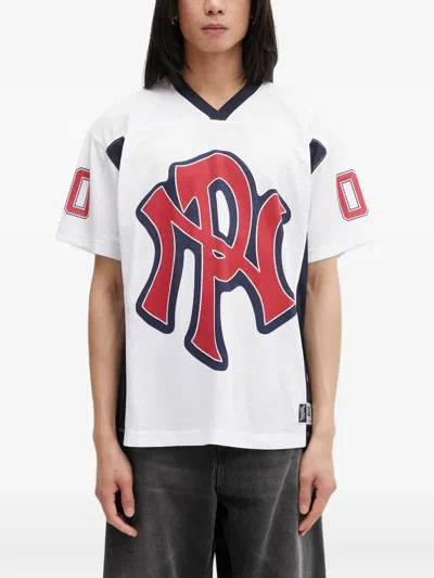 No Problemo Logo-print Mesh Straight Fit T-shirt In White