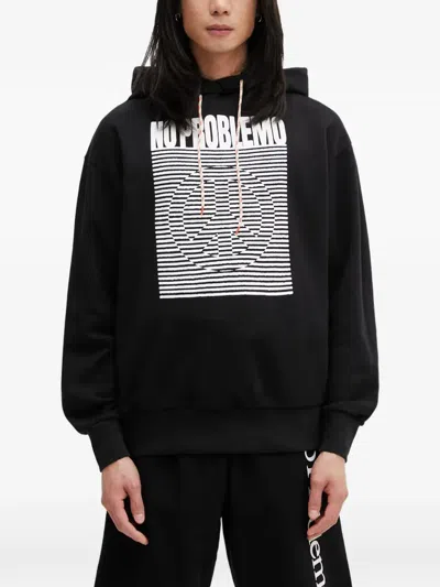 No Problemo Logo-print Peace-sign Oversized Hoodie In Black