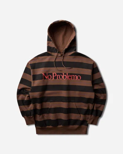 No Problemo Striped Hoodie In Brown