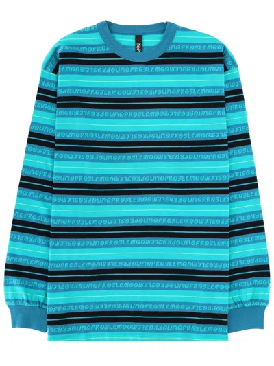 No Problemo Striped Jacquard T-shirt In Azure